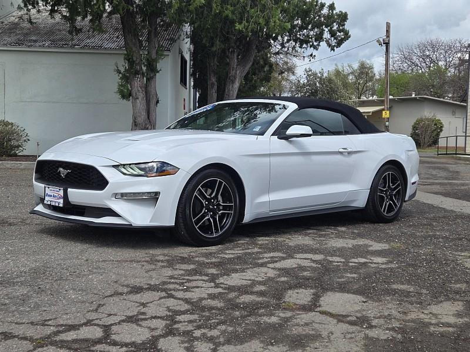 2020 WHITE /black Ford Mustang (1FATP8UH4L5) with an 4-Cyl Turbo EcoBoost 2.3 Liter engine, Automatic 10-Spd w/SelectShift transmission, located at 246 E Walker St., Orland, 95963, (530) 865-5800, 39.747589, -122.178398 - Photo #2